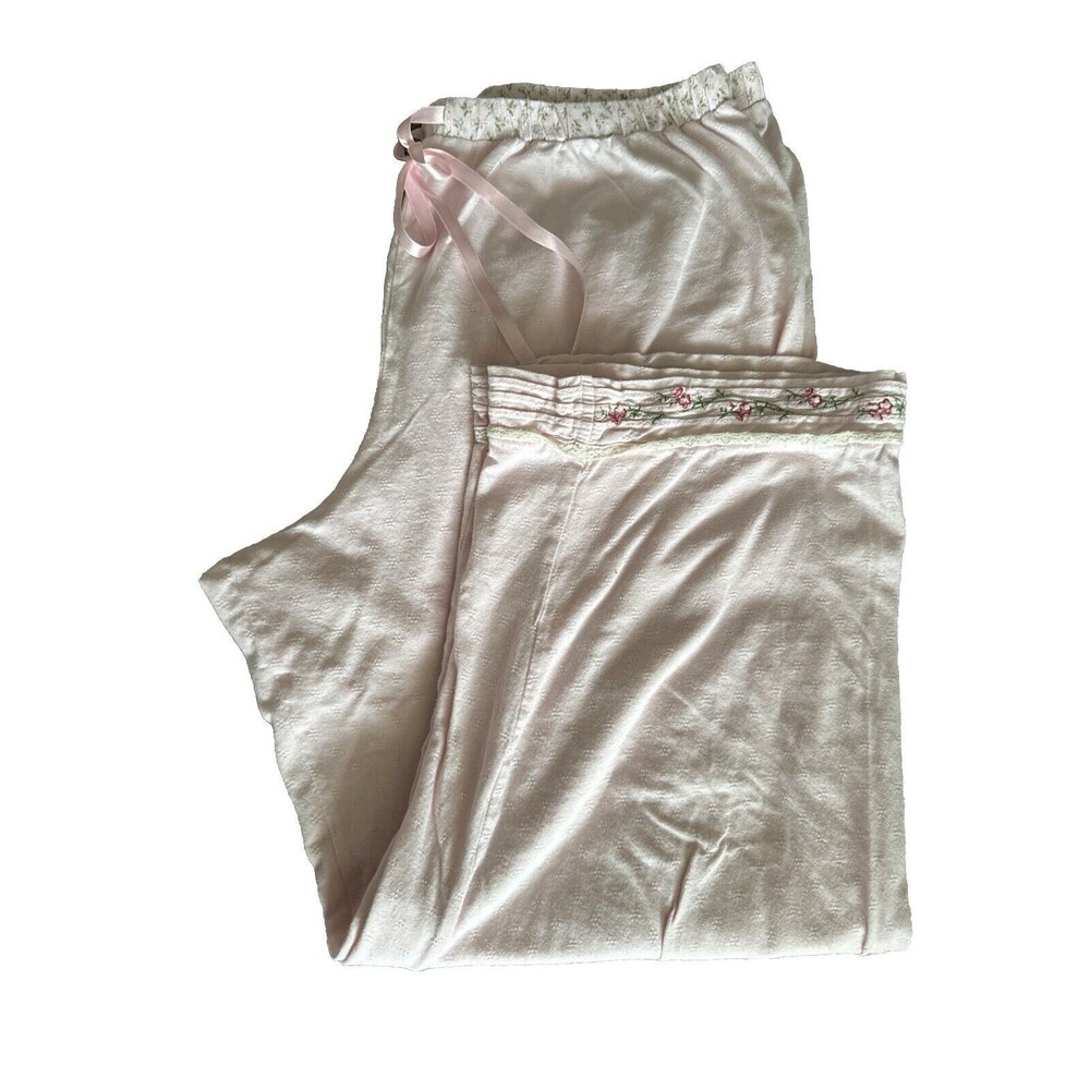 Women's Size Large Pajama Crop Pants Light Pink Sleeleepwear Cotton Cozy